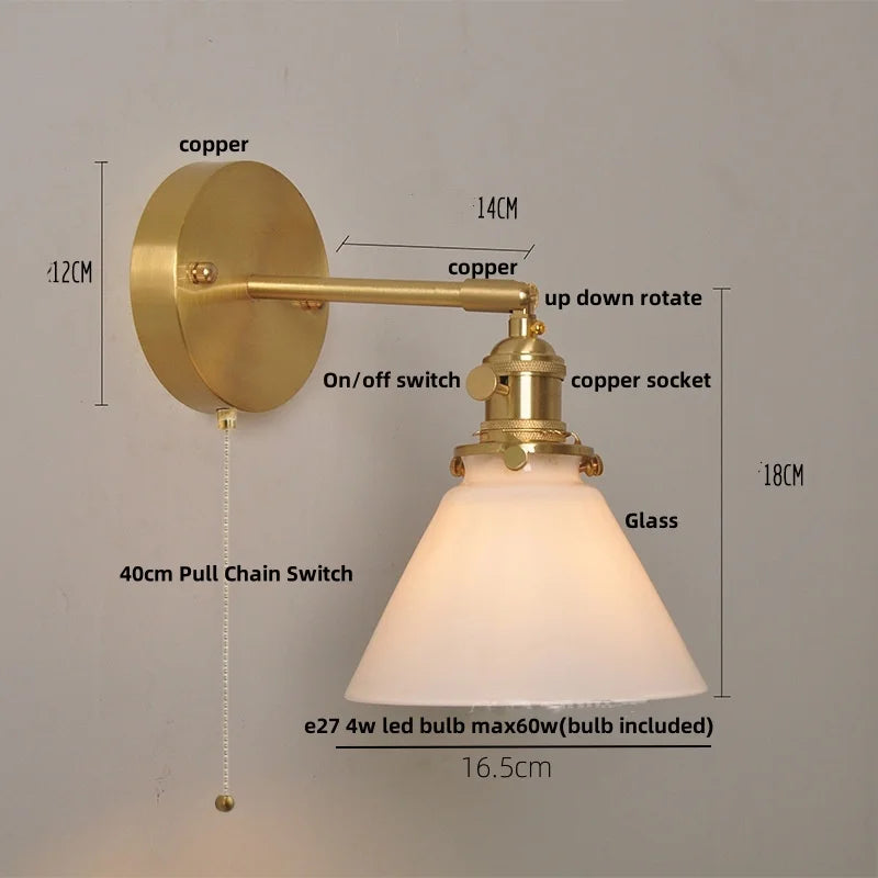 Nordic Modern LED Glass Wall Light Fixture for Bedroom, Living Room, Porch