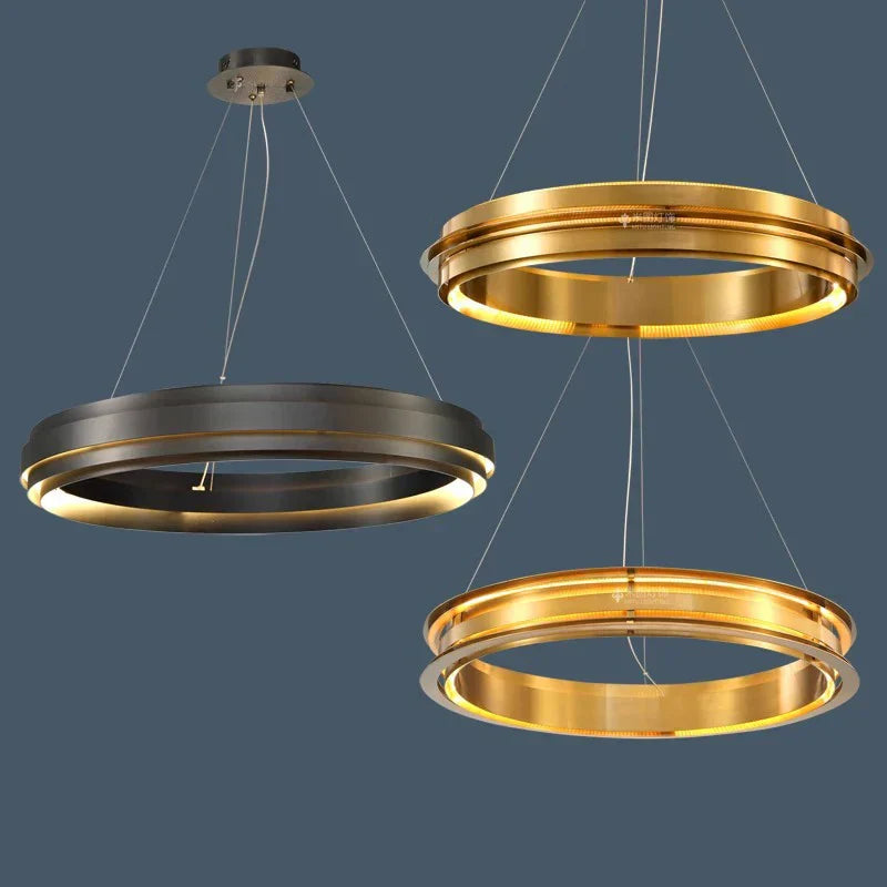 Gold Ring Chandelier: Modern Italian Design for Stylish Living Spaces