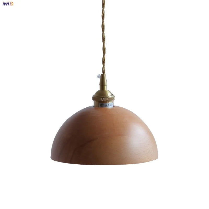 Ash Wood LED Pendant Lamp Adjustable Hanging Lights Luminaire