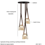 Glass Pendant Chandelier: Modern Leather Belt Luxury LED Lighting for Home Decor