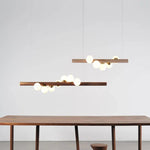 Burly Wood Walnut Glass Pendant Light for Living Room Bar Foyer