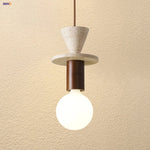 Afralia™ Yellow Travertine LED Pendant Lights Stone Modern Hanging Lamp for Dining Room