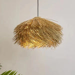 Wabi Sabi Rattan Straw Hat Pendant Chandelier - Nordic Retro B&B Suspended Lamp