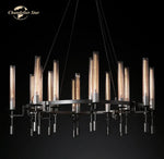 LED Round Glass Chandelier for Living Dining Room Lighting