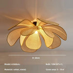 Wabi Sabi Rattan Pendant Lights for Dining Room - Petal Design LED Droplight