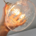 Flower Glass LED Pendant Lamp Brass Knob Switch Adjustable Wire Dining Room Lighting