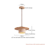 Afralia™ Wabi Sabi LED Pendant Lights Yellow Travertine Hanging Lamp for Bedroom and Living Room