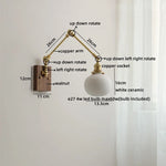 Ceramic Copper Swing Arm LED Wall Lights for Home Decor