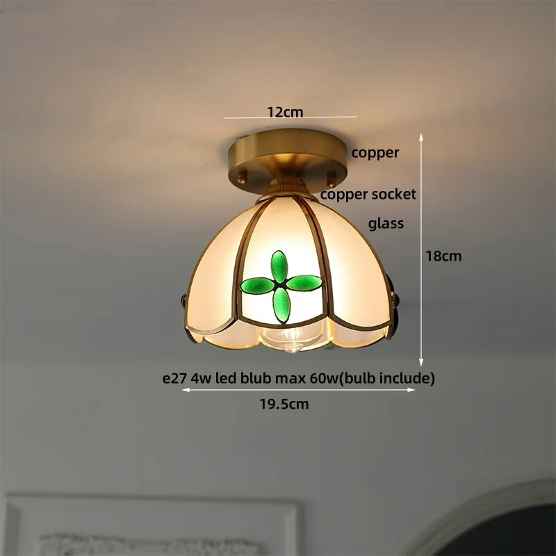 Tiffany Glass LED Ceiling Light - Modern Nordic Style Flush Mount Lamp