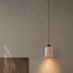 Afralia™ Wabi Sabi LED Pendant Light - Yellow Travertine Brown Wood - Modern Stone Hang Lamp