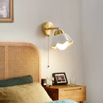 Copper LED Wall Light Fixture Pull Chain Switch Simple Art Bedside Lamp