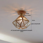 White Ceramic LED Ceiling Light with Wood Canopy for Kitchen and Living Room