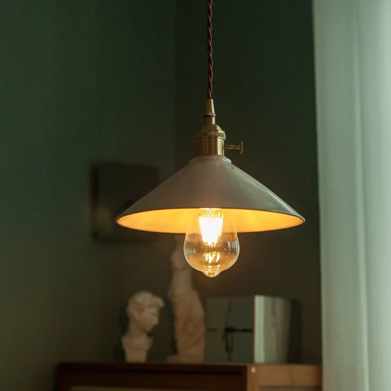 Beige Ceramic LED Pendant Lamp for Home and Commercial Spaces