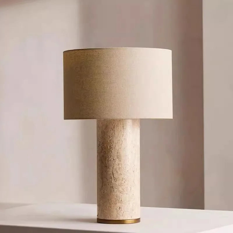 Classic Stone Table Lamp for Bedroom Nightstand and Living Room Decor