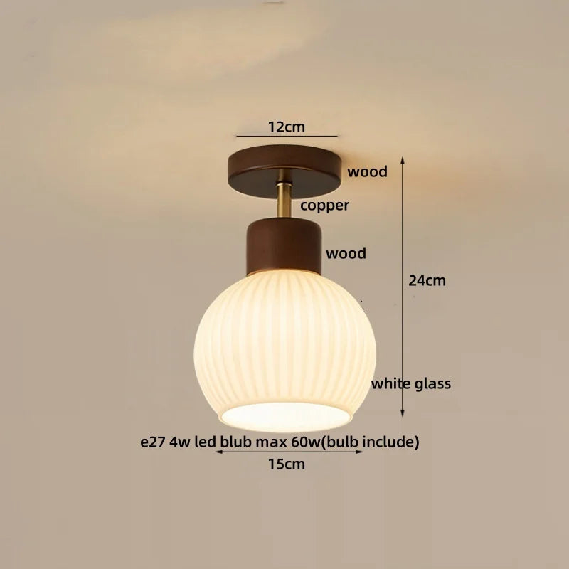 White Glass Ceiling Lamp LED Modern Nordic Kitchen Light