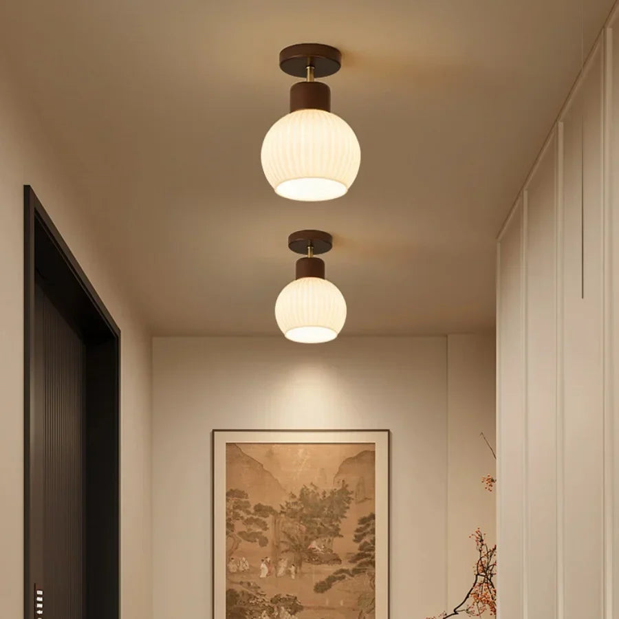 White Glass Ceiling Lamp LED Modern Nordic Kitchen Light