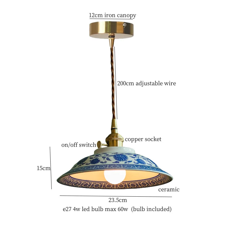 Afralia™ Cyan Ceramic LED Pendant Light for Loft Cafe Bar Decor