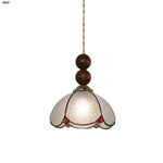 Afralia™ Tiffany Style Wood Globe Glass LED Pendant Light Fixture for Home Lighting