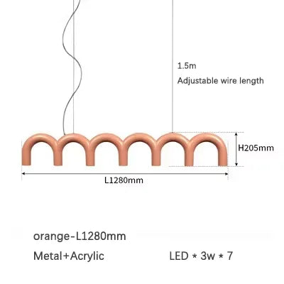 Blue Metal Arch Chandelier Pendant Light - Modern Design for Home Décor