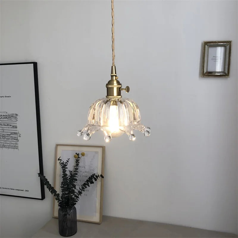 Copper Glass LED Pendant Light for Modern Home Decor - Hanging Lamp