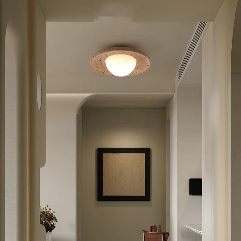 Yellow Travertine LED Ceiling Lamp, Modern Nordic 3D Print Light Fixtures