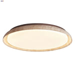 Yellow Travertine Stone LED Ceiling Lamp with Wood Canopy