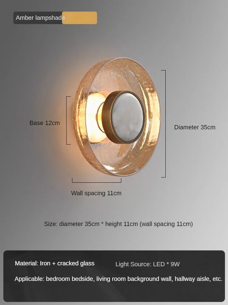 Art Deco Cracked Glass Wall Sconce