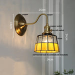 Afralia™ Blue Glass Copper LED Wall Light Fixture Stair Bar Restaurant Bedroom E27