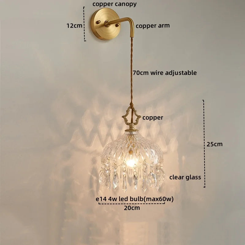 Crystal Glass LED Wall Sconce - Luxury French Stair Light for Home Decor