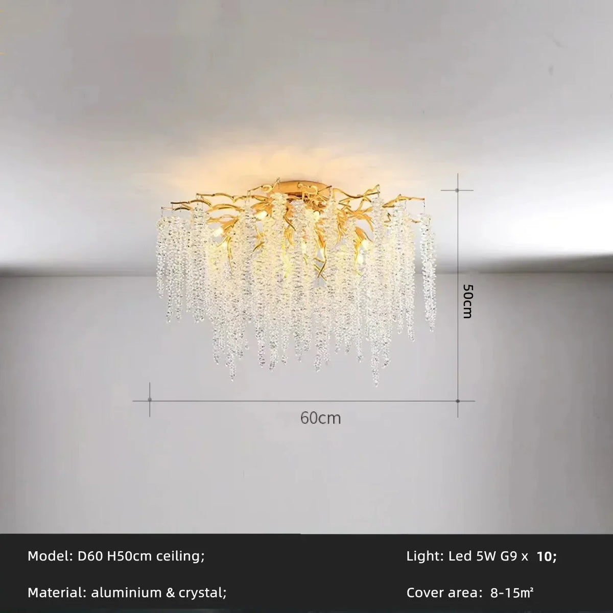 Afralia™ Crystal Tassel LED Branch Chandelier for Dining Room and Home Decor