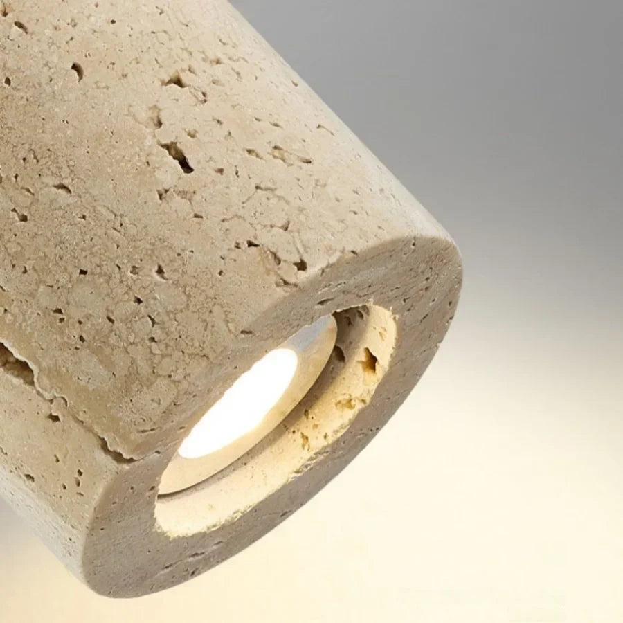 Afralia™ Yellow Travertine Stone LED Pendant Light Fixture for Home Decor