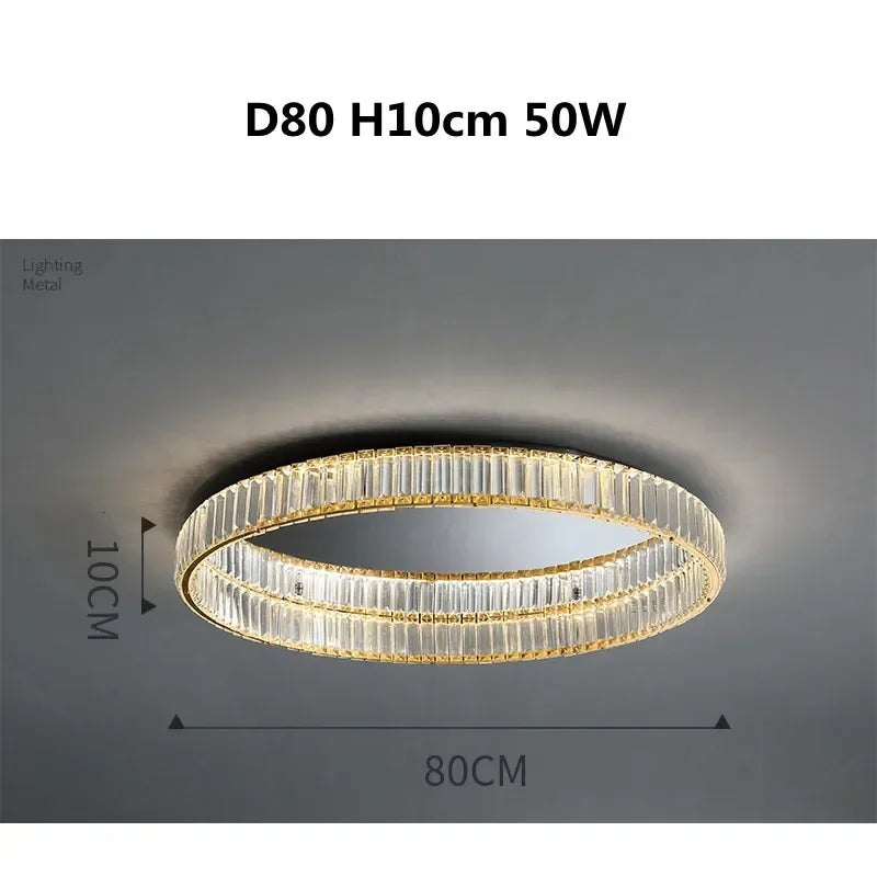 Gold Steel LED Dimmable Ceiling Lights Luxury Crystal Fixture