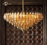 Smoke Glass Tiered Round Chandelier for Living Room, Bedroom, Dining Room