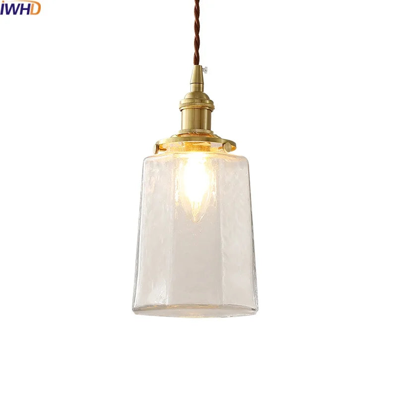 Copper Glass LED Pendant Lights Modern Hanging Lamp for Bar Bedroom Living Room