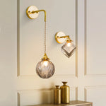 Afralia™ Grey Glass LED Wall Lamp Bedroom Living Room Loft Modern Copper Wandlamp