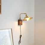 Wood LED Wall Light Up Down Rotate Copper Bedside Lamp