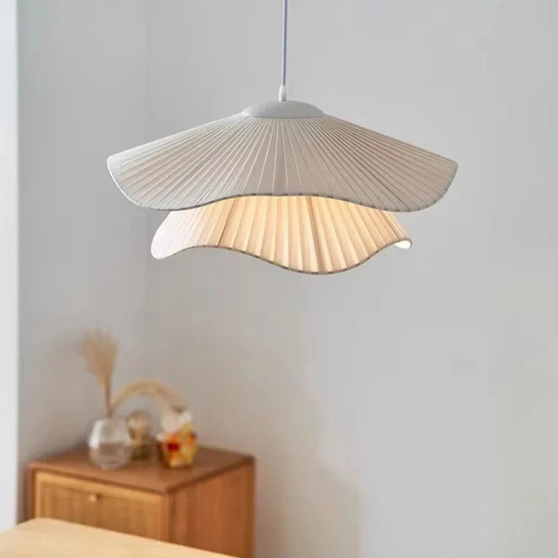 Afralia™ Nordic White Fabric Pendant Chandelier with LED Lighting for Dining Room & Bar