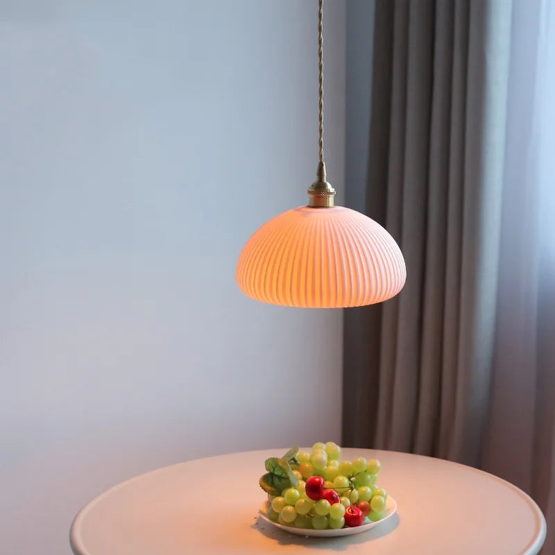 Ceramic LED Pendant Lamp, Modern Nordic Design, Adjustable 2m Wire, White Finish