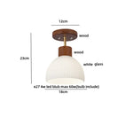 Pale Yellow Glass Wood LED Ceiling Lights Flush Mounted Round Nordic Modern