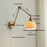 Ceramic Copper LED Wall Lights with Pull Chain Switch - Nordic Modern Bedside Lamp