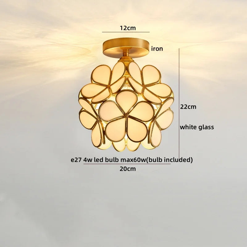 Nordic Flower Ball LED Ceiling Lights Copper Glass Chandelier