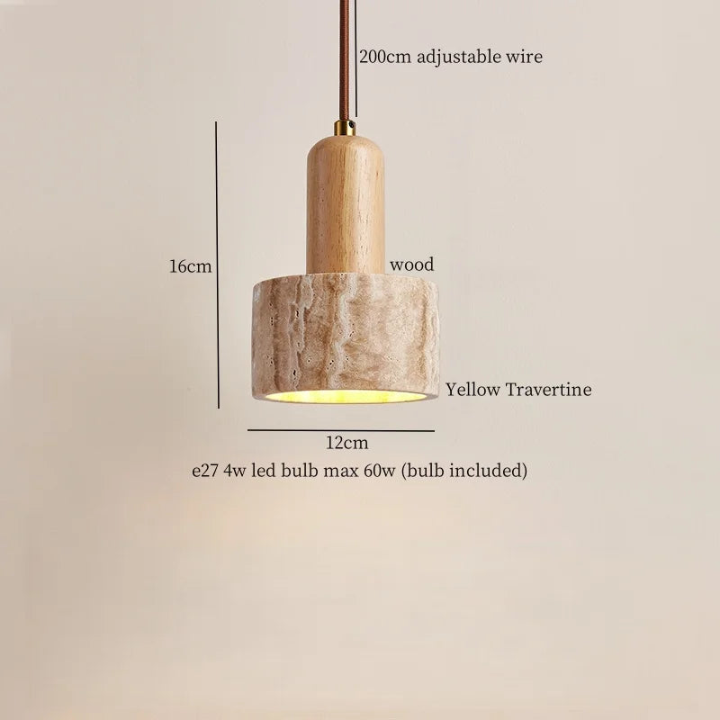 Afralia™ Stone Glass LED Hanging Lamp for Living & Dining Room, Yellow Travertine Nordic Pendant Lighting