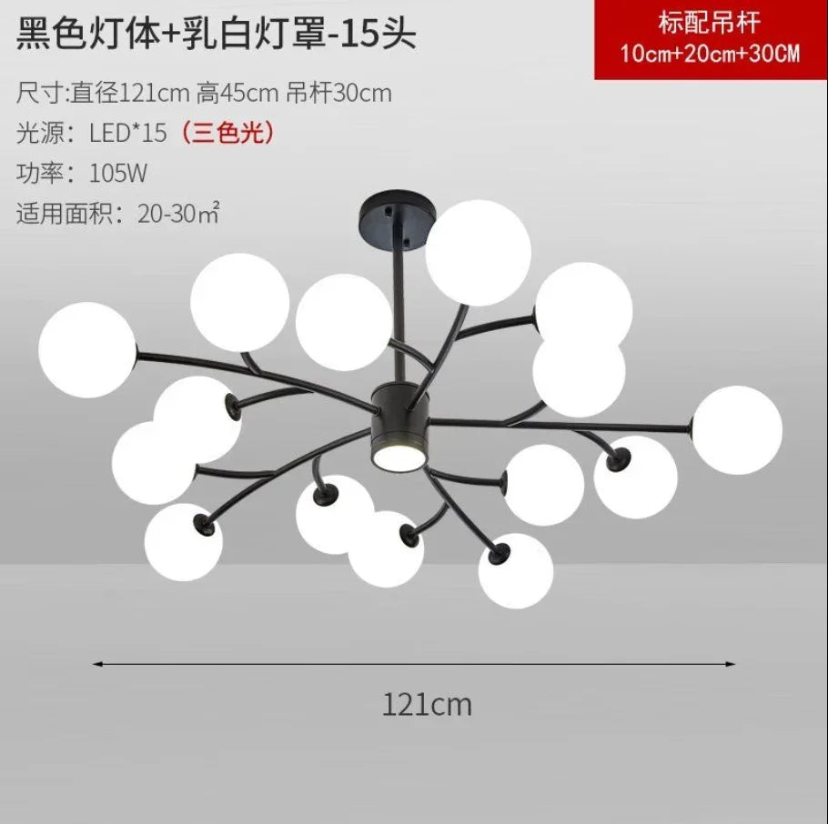 Nordic Glass Ball LED Ceiling Chandelier for Home Decor Fixture