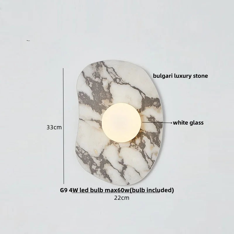 Green Marble Stone LED Wall Sconce Lighting for Bedroom and Hallway