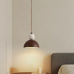 Afralia™ Yellow Travertine LED Pendant Lights Bar Semicircle Iron Stone Globe Hanging Lamp