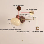 Modern Wood Wall Light with Swing Arm, Rotatable Design & Pull Chain Switch