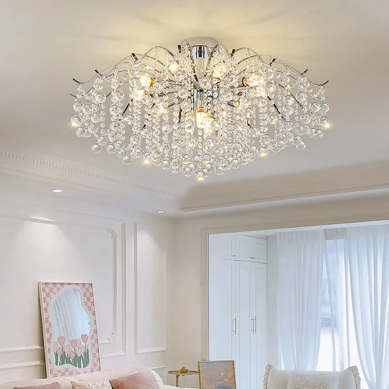 Chrome LED Ceiling Lights E14 Chandelier for Living Room Home Decor