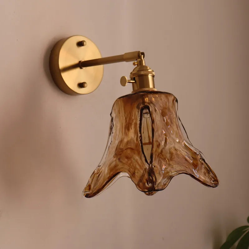 Amber Glass LED Wall Lamps for Living Room and Bathroom Mirror Lighting