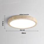 Yellow Travertine Stone LED Ceiling Lamp with Wood Canopy