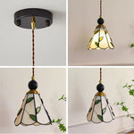 Afralia™ Tiffany Glass Pendant Lights: Wood Globe LED Hanging Lamp, Nordic Modern Design